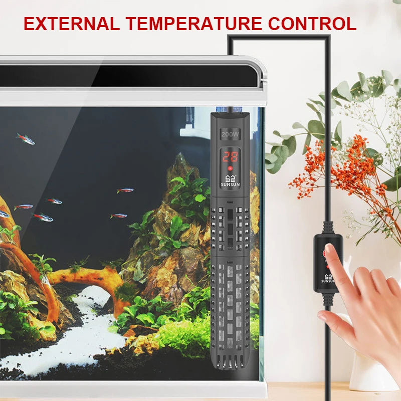 500W Aquarium Submersible Heater with LCD Digital Display Adjustable Temperature Heaters for Fishbowl Fish Tank Heating Rod Vue