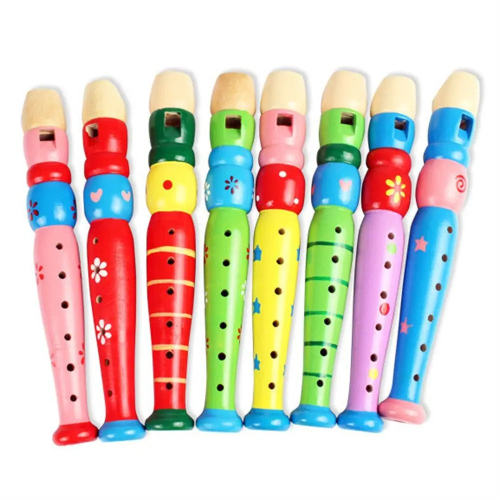 Educational for Children Baby 20cm Musical Instrument Short Flute Cartoon Flute 6-Holes Recorder Wooden Flute Vue