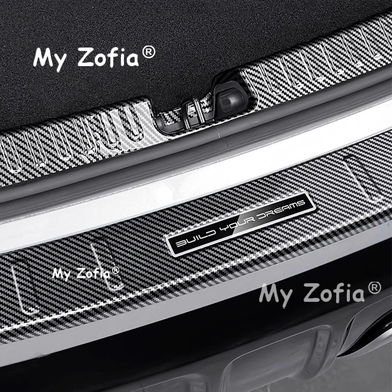 For BYD Han L 2025 2026 Car Rear Trunk Bumper Guard Cover Sticker Boot Plate ABS Carbon fiber Protector Decoration Accessories Vue