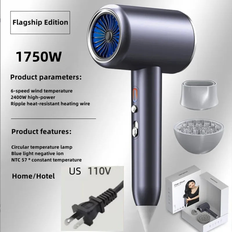 XMSJ 2400W Negative Ion Hair Dryer with Diffuser | Salon-Grade Negative Ion Hair Dryer Vue Light Gray-US