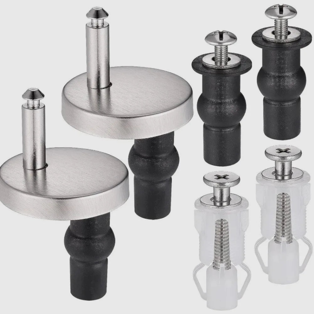 Stainless Steel Toilet Lid Hinges Set Universal Expanding Rubber Toilet Seat Bolts & Screws Soft Release Top Fixing Vue Style C