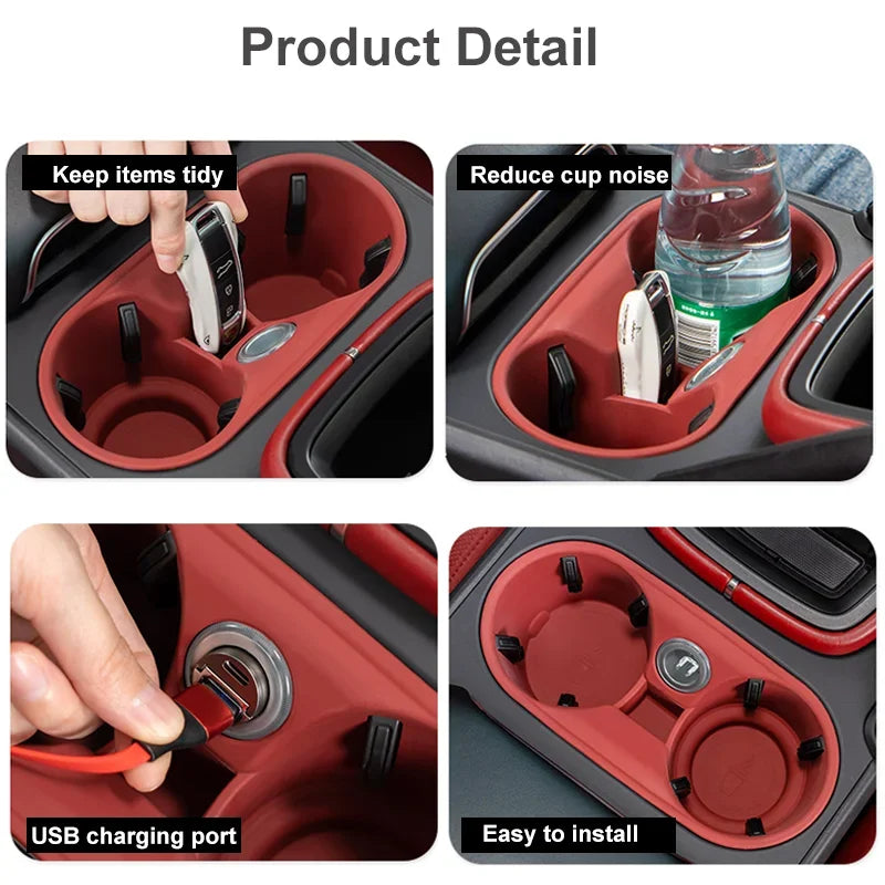 Car Cup Holder For Porsche Macan Cayenne Center Console Bottle Holder Insert Anti Slip Drink Storage Organizer Auto Accessories Vue