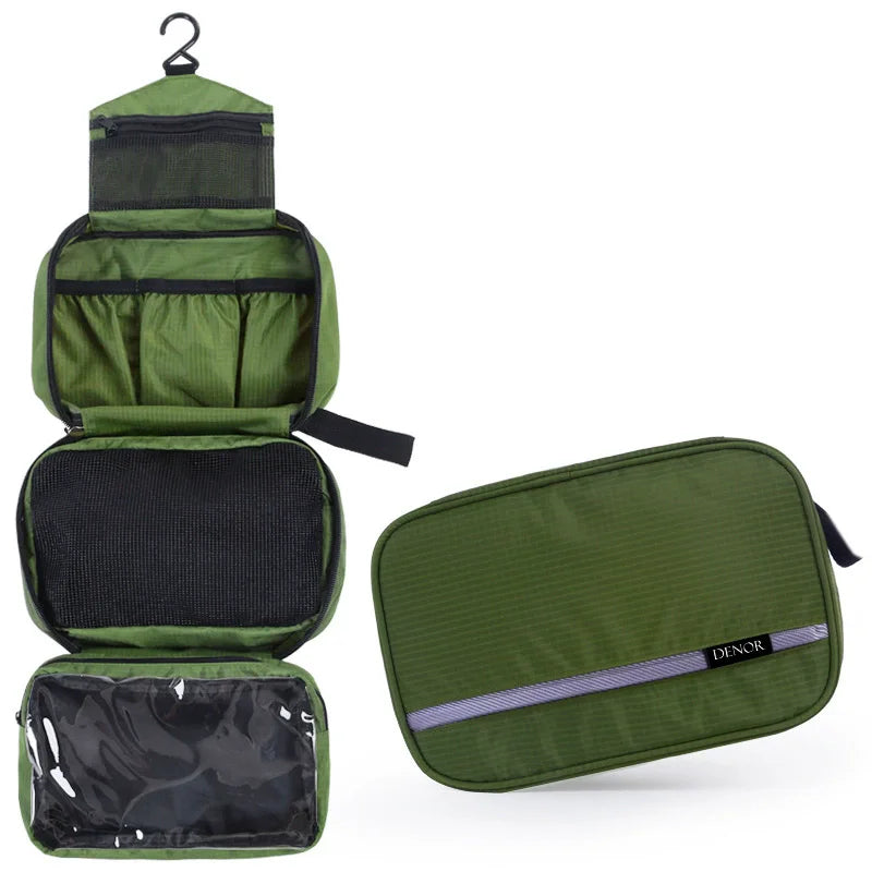 New Hanging Toiletry Bag Travel Toiletry Wash Organizer Kit for Men Women Cosmetics Make Up Sturdy Hanging Hook Shower Bags Vue DL178T3-Dark green