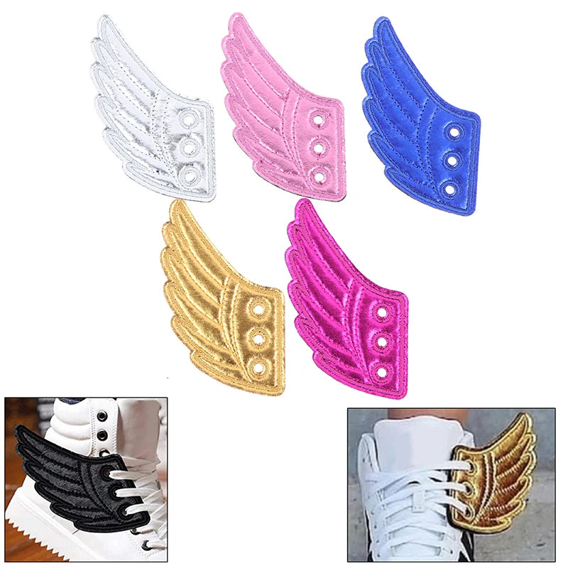 1 Pair Kids Foils Shoes Sneaker Angel Wing Girls Boys Clothing Decor DIY Accessories Vue