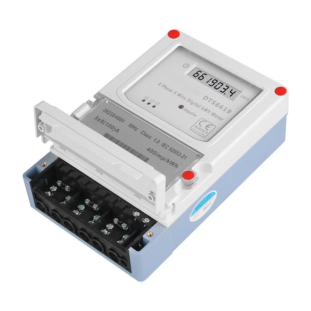 AC400V 5-100A 50Hz Three Phase 4 Wires LCD Digital Energy Meter kWh Power Consumption Electricity Measurement Wall-mounted Vue