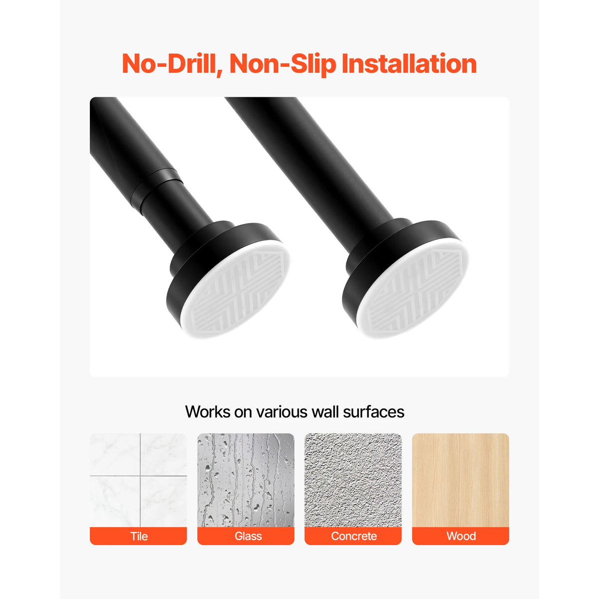 Tension Shower Curtain Rod 28–76 In | Stainless Steel, No-Drill Tension Shower Rod Vue