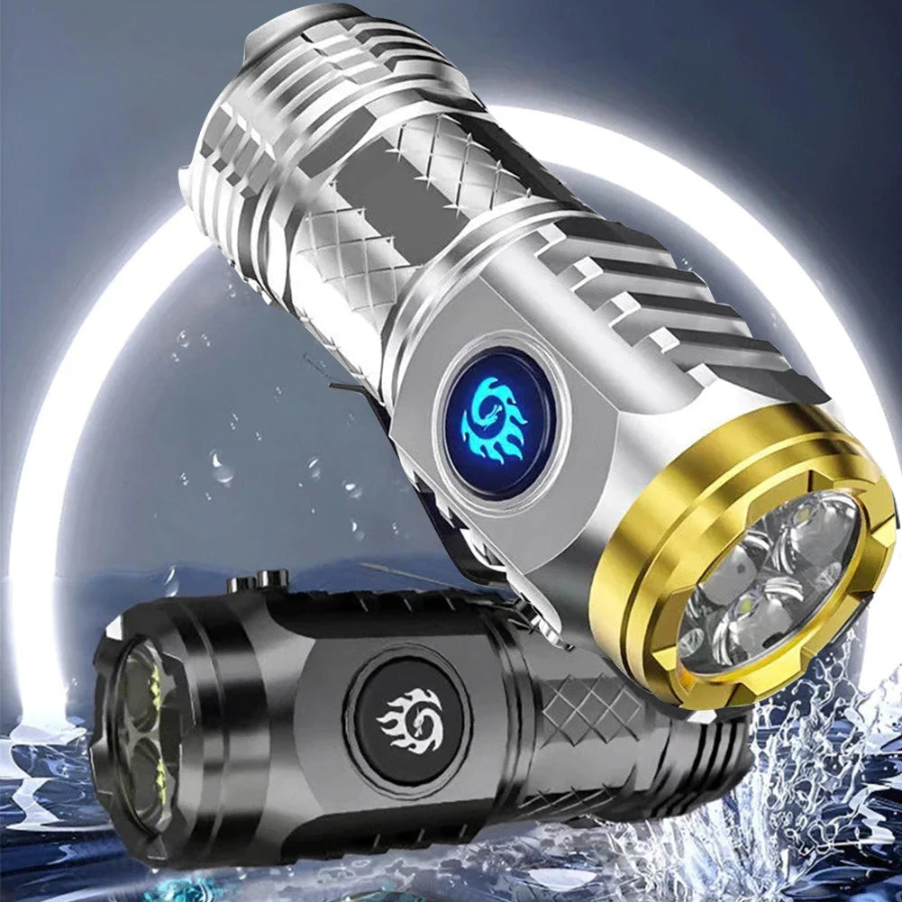 Type-C Rechargeable Super Bright Flashlight 5 Light Mode Waterproof Flashlight Powerful Handheld Flashlight Small LED Flashlight Vue