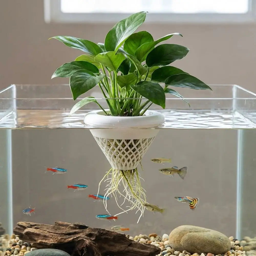 3D Printed Floating Aquarium Planting Basket Plastic Decorative Hydroponic Plant Basket Growing Pots Vue