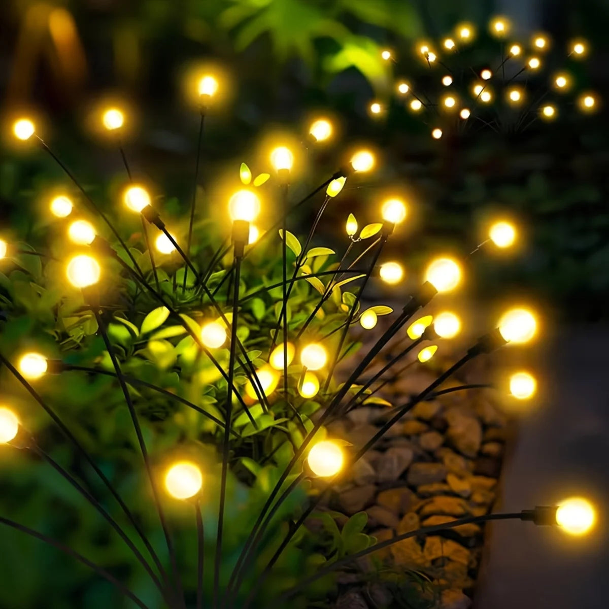 Natural Fluttering Firefly Solar Garden Decor Lights, Bendable Multi-Angle Glow Ball Stake Lamps, Outdoor Landscape Lighting Vue