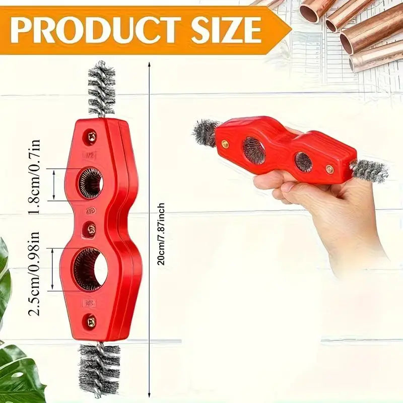 Copper Pipe Brush 4 in 1 Double Headed Tube Polisher for Versatile Cleaning Inside Outside Repair Install Applications Vue