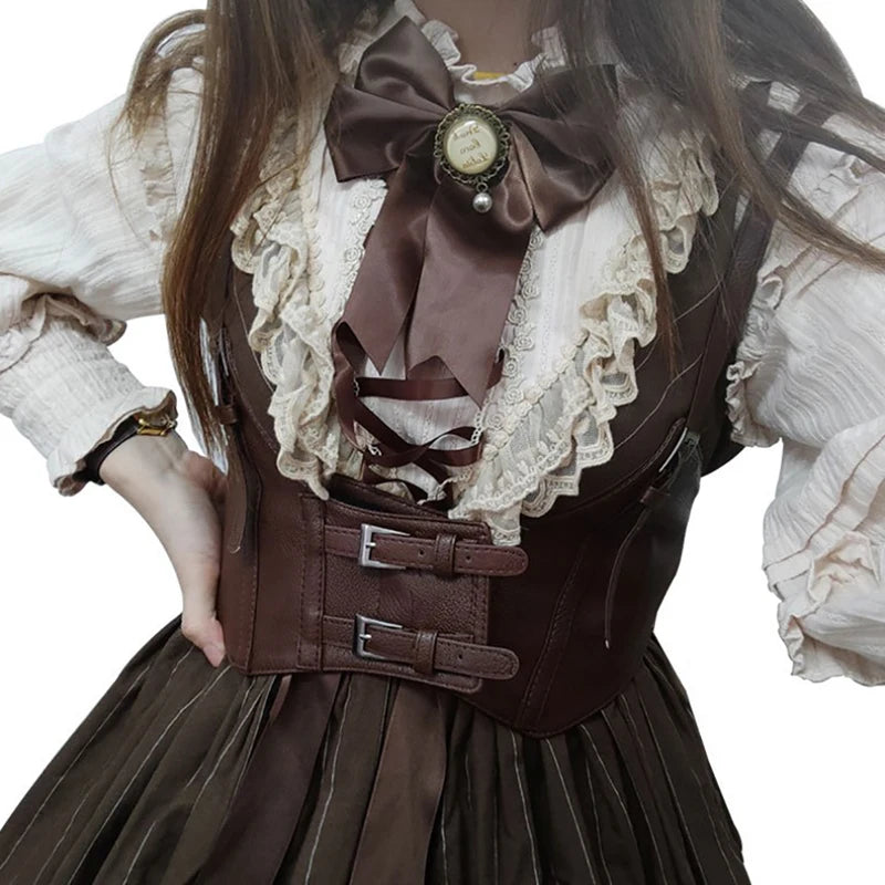 1PCS Sexy Leather Women Waist Belt Elastic Wide Band Waspie Corset Cinch Underbust Vue