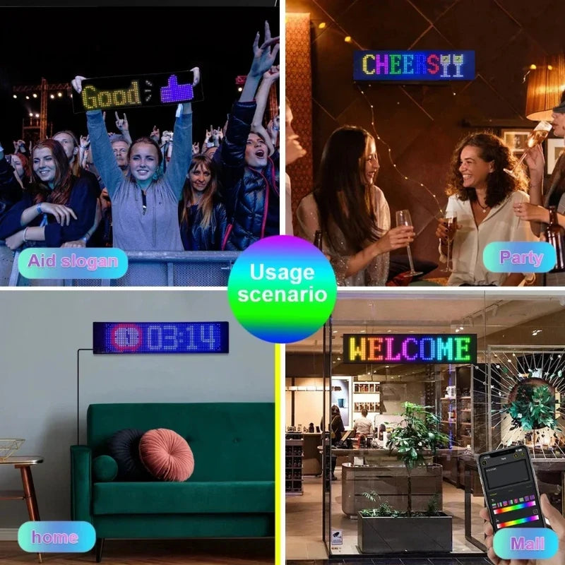 Smart Bluetooth APP LED Matrix Pixel Panel Programmable Flexible Scrolling LED Display Night Light for Car Store Hotel Bar Vue