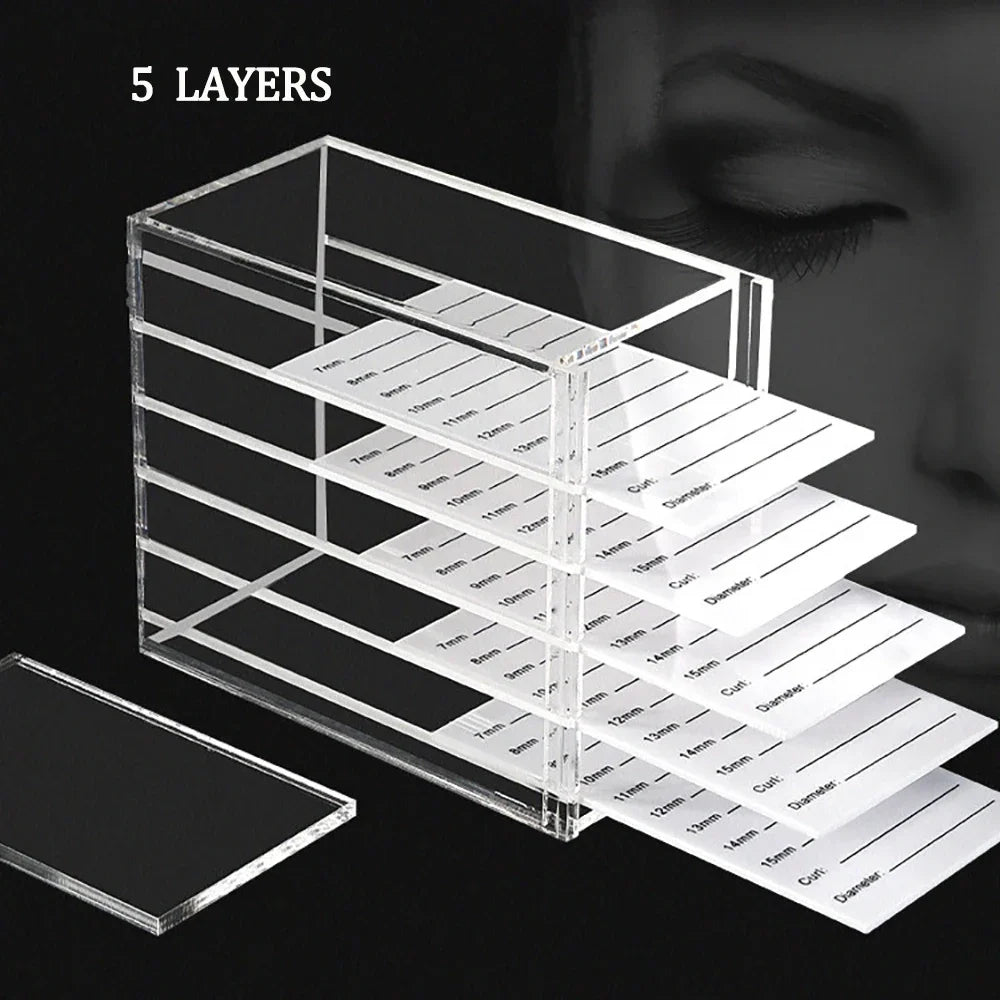 5 Layers Eyelash Extensions Storage Box Acrylic Pallet Mink Lash Organizer Holder Display Stand Grafting Makeup Tools Supplies Vue