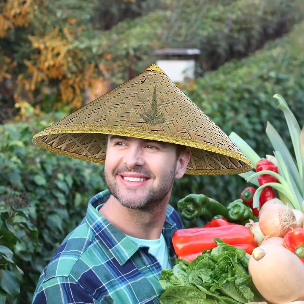 Handmade Rattan Straw Hat with Adjustable Chin Strap - Elegant & Versatile for Fishing, Gardening, Camping, Hiking & Outdoor Vue