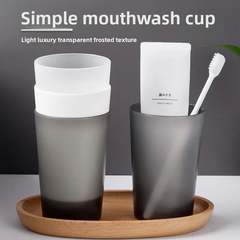 4pcs Solid Color Mouthwash Cup, Simple Toothbrush Cup, Plastic Mouthwash Cup, Bathroom Accessory Vue