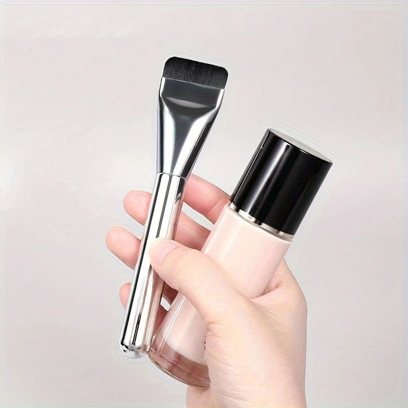 2PCS Ultra-Thin Foundation Brush - Flat Head Vegan Bristles for BB Cream/Concealer/Foundation, Streak-Free Application Vue