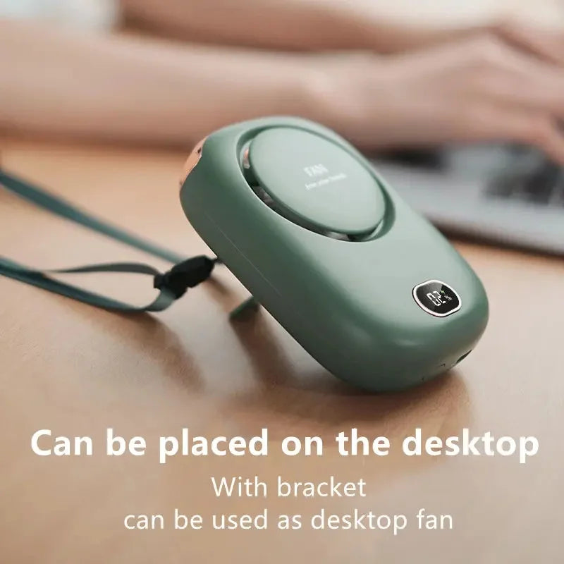 Portable Lazy Hanging Neck Fan Mini Bladeless Waist Clip Fans 2000mAh USB Rechargeable Mute Outdoor Sports 3 Gear Cooling Fan Vue