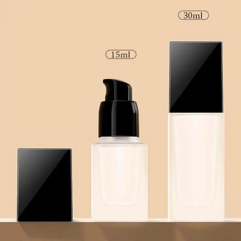 15/30ml Empty Pump Bottle Makeup Transparent Square Refillable Bottle Glass Liquid Foundation Container Portable Pump Bottle Vue