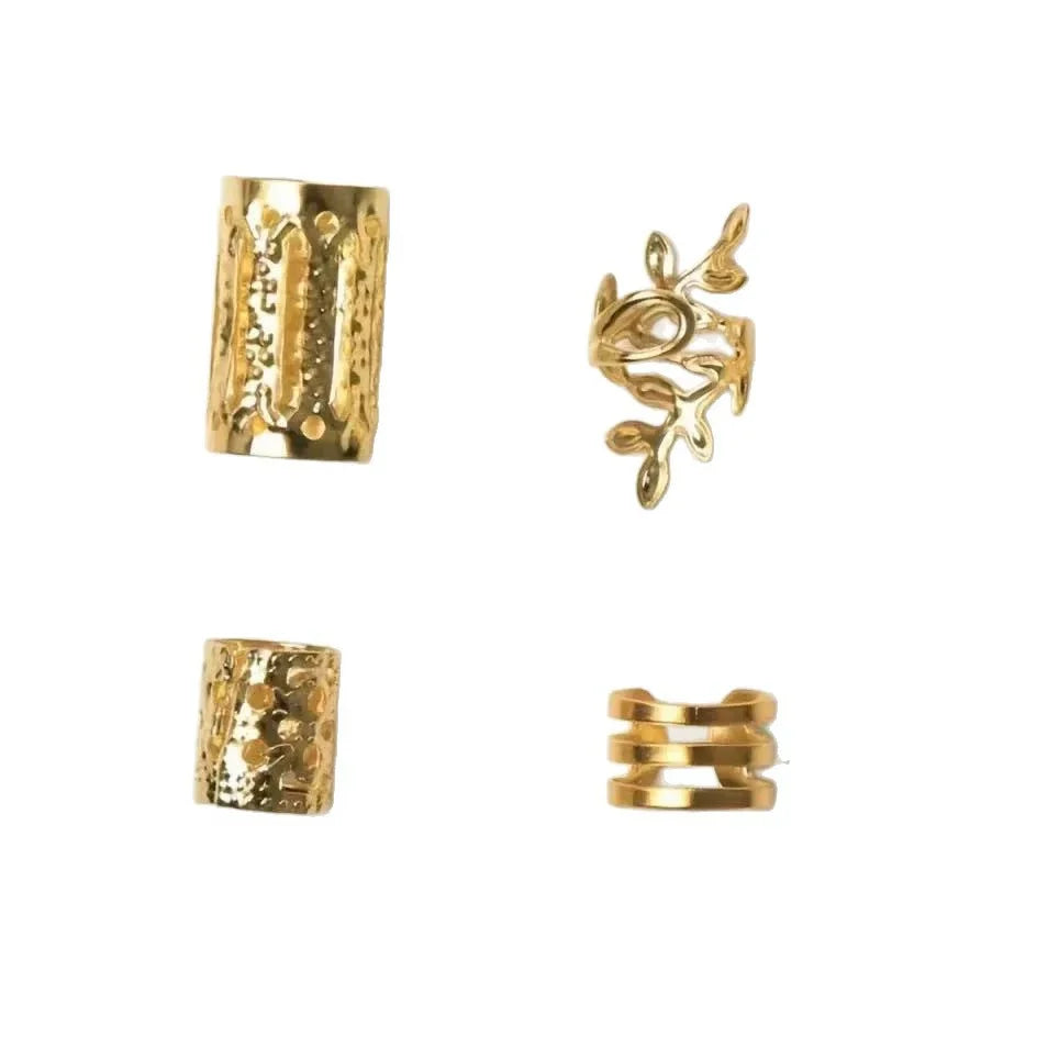 40Pcs Hair Ring Braid Dreadlocks Hole Micro Beads Adjustable Cuff Clip Hip Hop Hair Braid Styling Small Silver Gold Plated Vue
