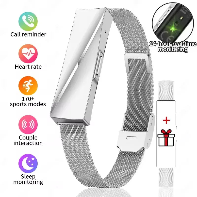 Call Reminder Smartwatch Band for Men Women Sports Fitness Tracker Smart Bracelet Heart Rate Blood Oxygen Monitor Pedometer Vue Silver