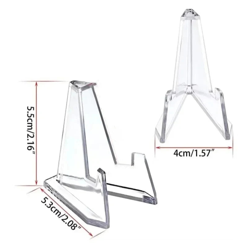 Triangular Card Display Stand 30 Pack – Mini Acrylic Idol Photo Picture Holder, Rack for Coin & Sports Trading Cards Vue