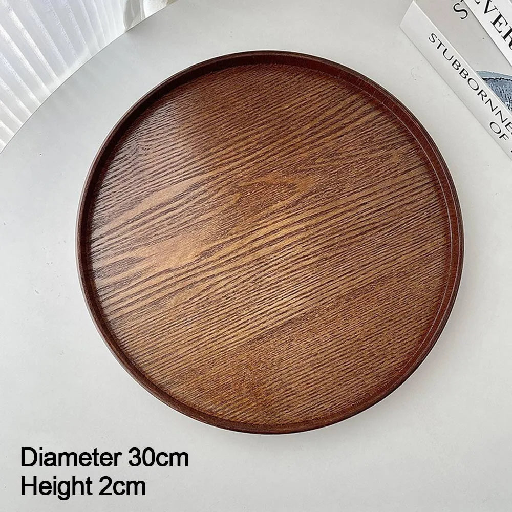 Vintage Round Serving Tray Wooden 21 24 27 30 Wood Platte Dessert Vue 30cm