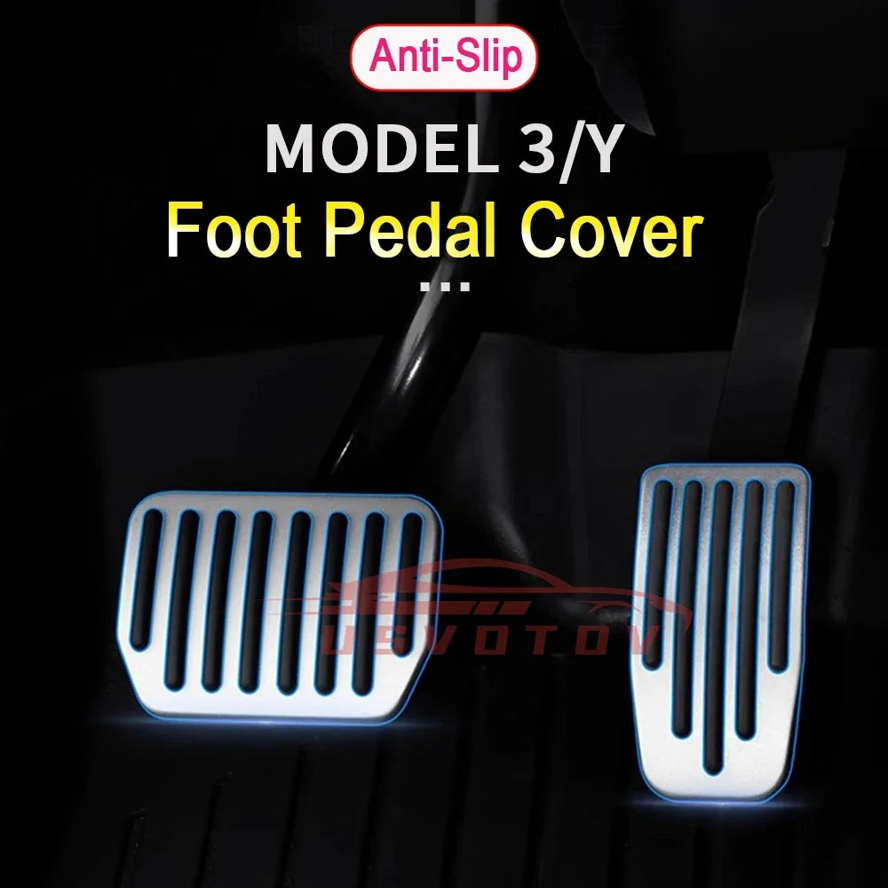 For Tesla Model 3/Y Aluminum Pedal Cover 2 Pack Accessories 2022-2025 Foot Pedal Pads Anti-Slip Performance Accelerator Tesmayx Vue