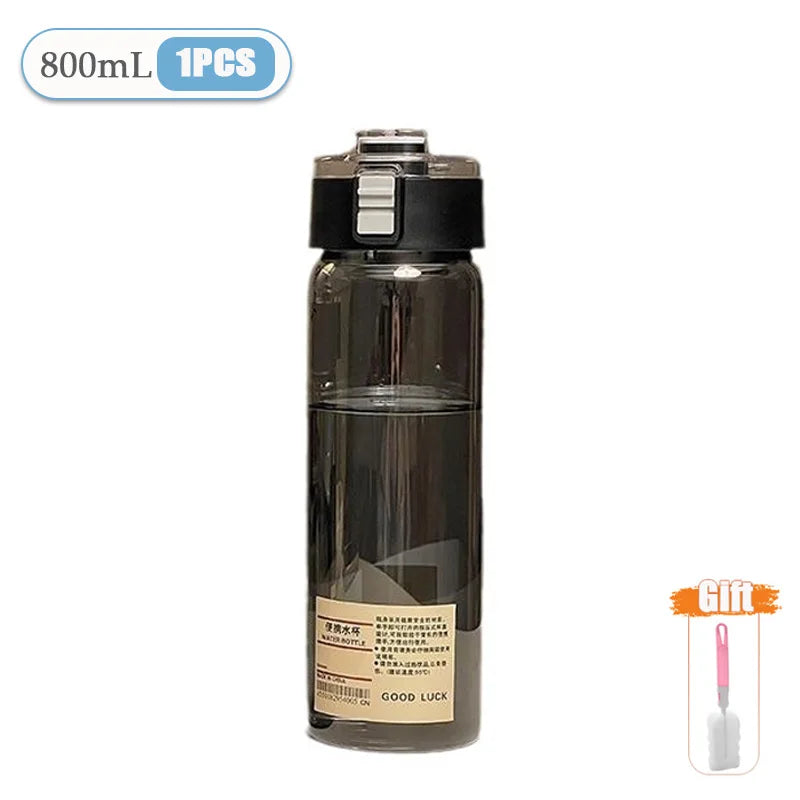 350/550/800ml Portable Plastic Water Cup Heat Resistant Simple Design for Students School Outdoor Travel Reusable Drinkware Vue Black-800ml-1PC