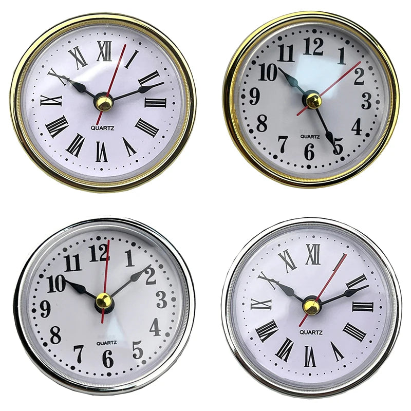 Classic 65mm Diameter Round Clock Insert Quartz Movement Roman Arabic Numerals Mini Clock for Wall Home Decor Craft Repair Parts Vue