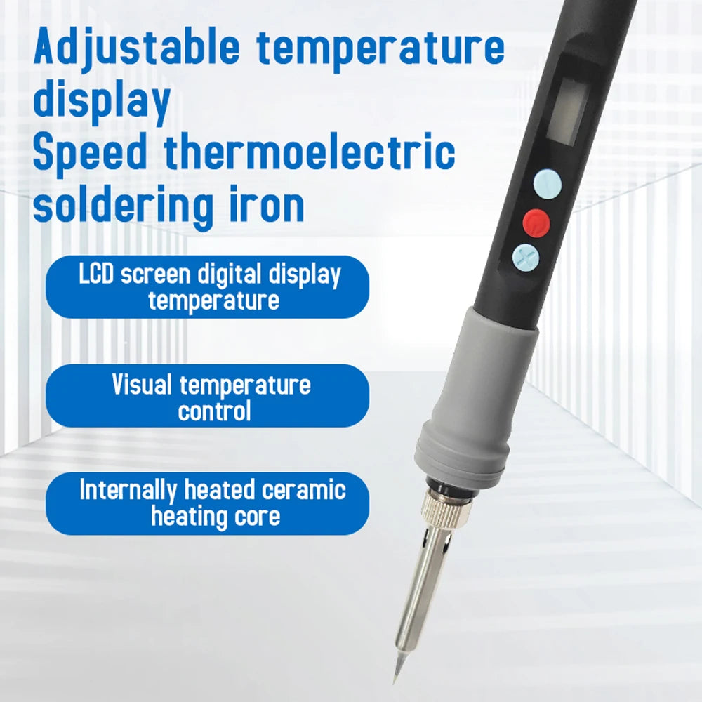 Portable 90W Electric Soldering Iron Temperature Adjustable Rapid Heat LCD Display Ceramic Heating Core Repair Soldering Iron Vue Default Title
