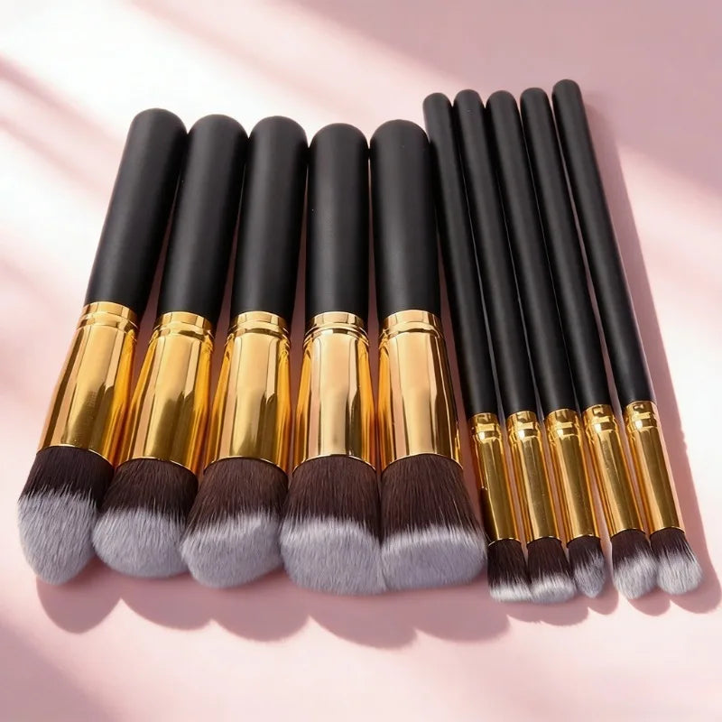 Makeup Brush 10pcs Foundation Make-up Brush Suitable for Powder Blusher Eye Shadow Repair Powder Cosmetics Black Beauty Tools Vue