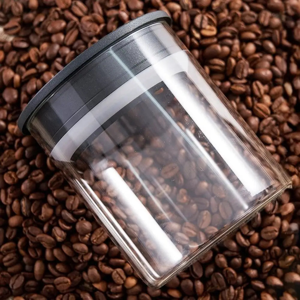 Glass Vacuum Sealed Tank Transparent Press Type Coffee Beans Storage Bottle Moisture-proof Fresh Keeping Tea Storage Container Vue