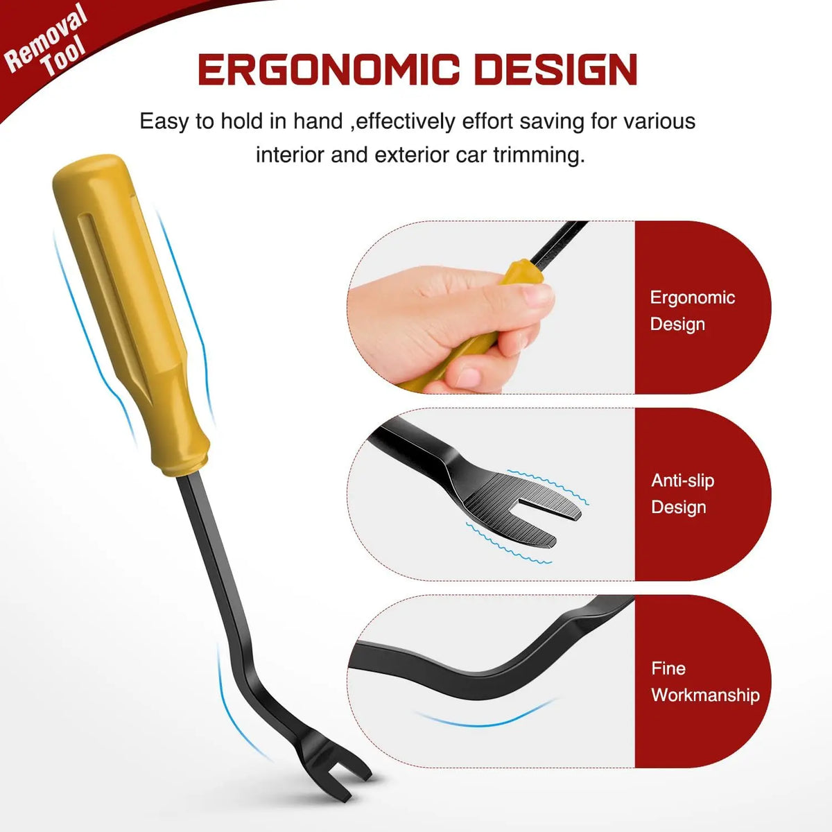 Nilight 8PCS Auto Trim Removal Tool Kit No-Scratch | Removal Tool Kit for Car Audio Dash Panel Window Molding Fastener Remover Tool Kit-Yellow Vue