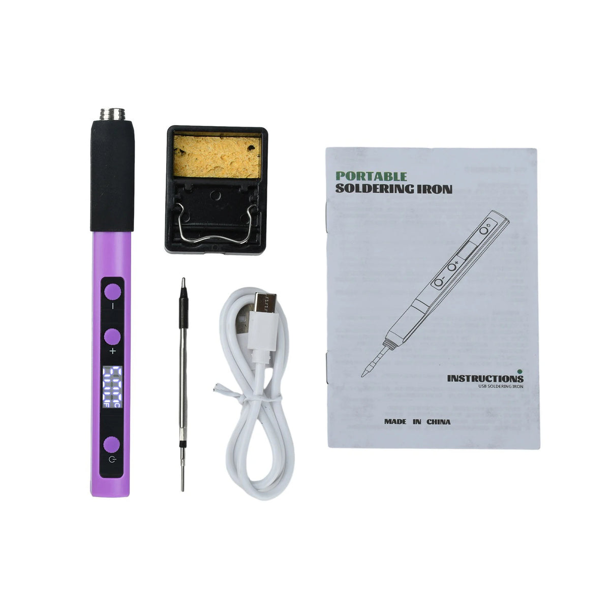 12W KSD-153 Digital Soldering Iron Type-C USB 5V Adjustable Temp 200-500℃ LED Display ℃/℉ Memory Function Welding Repair Tool Vue