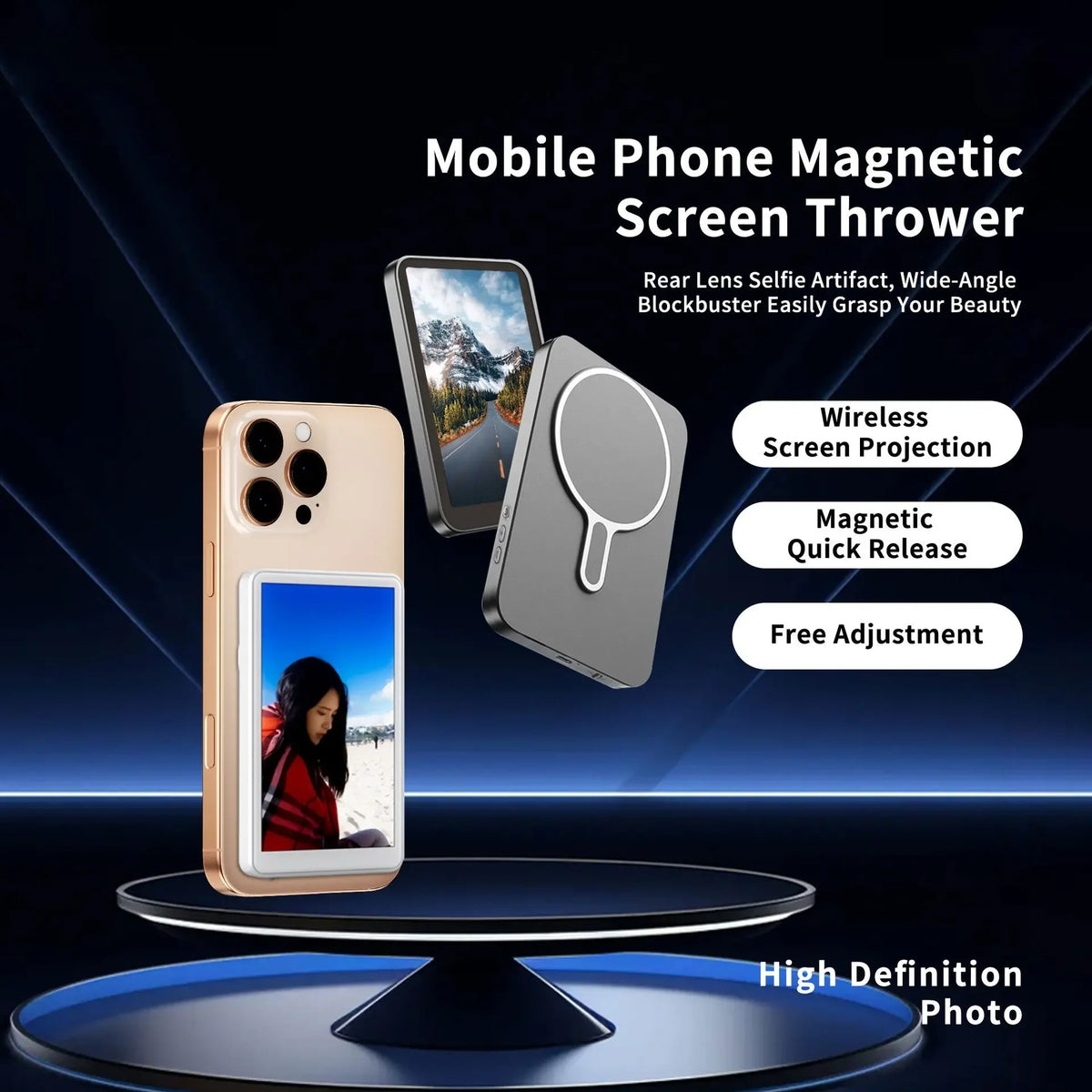 Magnetic Cell Phone Vlog Self Timer Monitor Screen Using Rear Camera Monitor For Live Streaming Creating Content Self-Timer Vue