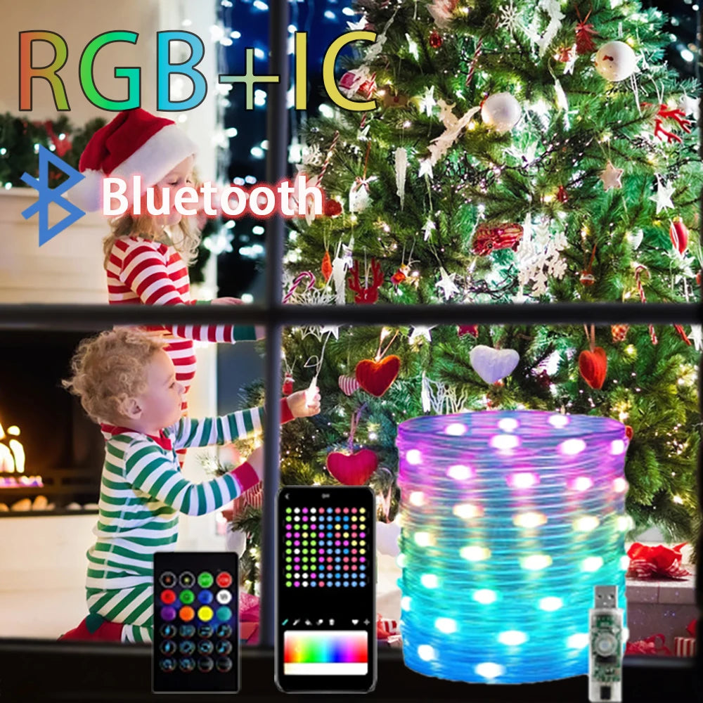 5V USB WS2812B RGBIC LED String Lights Addressable Fairy Lights DIY Color Changing Christmas Holiday Decoration Vue