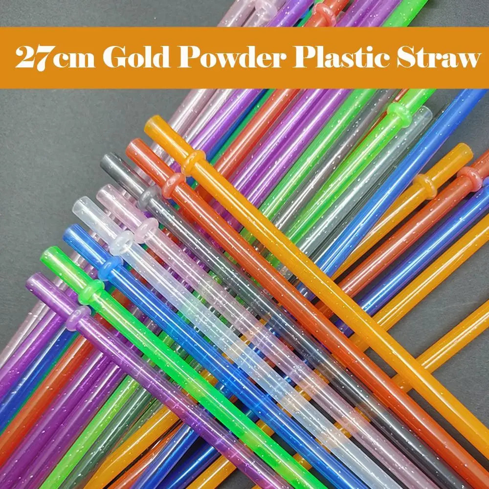 Reusable Gold Powder Plastic Straw Milk Tea Coffee Cup Accessories