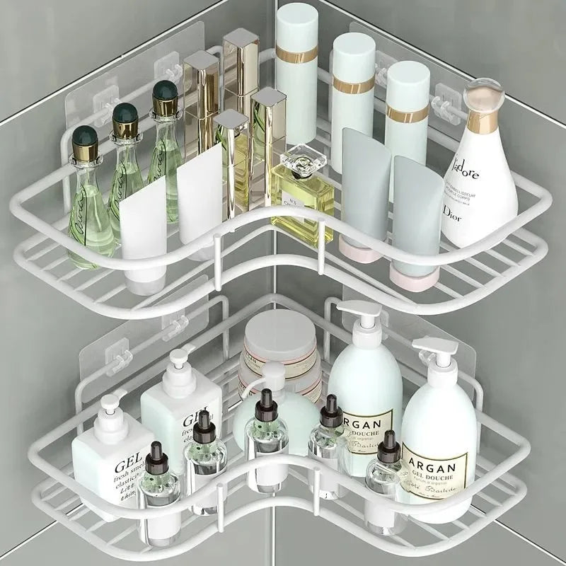Stainless Steel Corner Shower Rack - Rustproof Wall-mounted Bathroom Storage Rack for Shampoo Toner and Cosmetics Vue