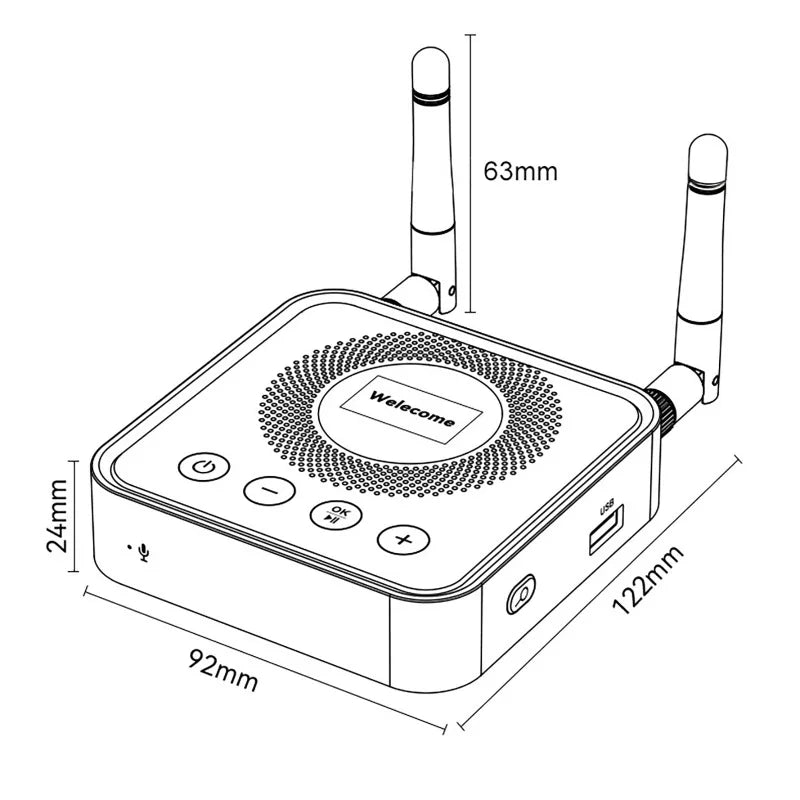 Bluetooth 6.0/5.2 Audio Receiver Transmitter with OLCD Digital Display USB Flash Drive & Wireless Music Playback Optical Output Vue