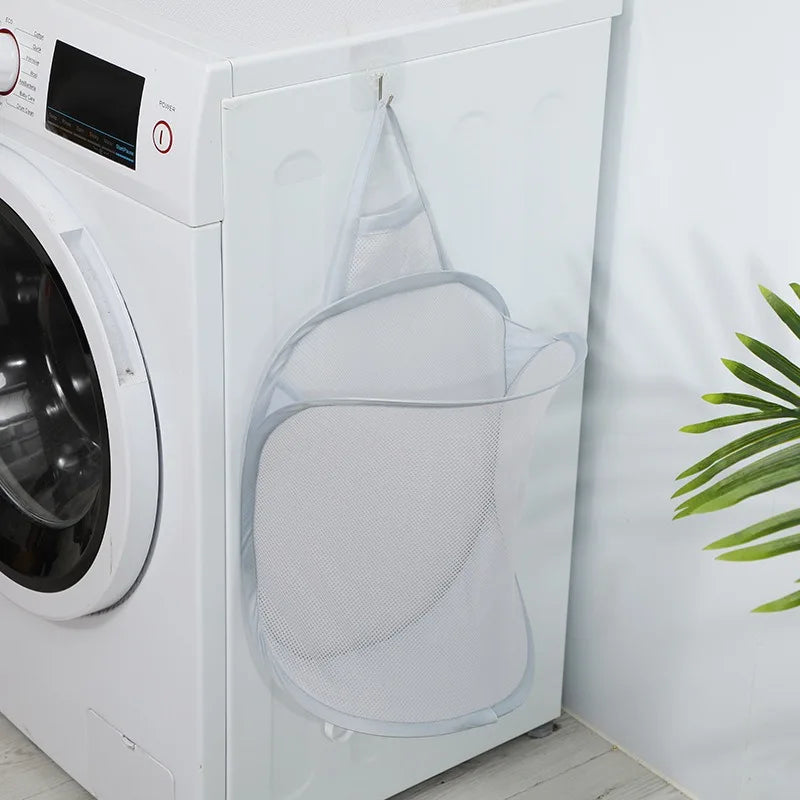 Foldable Wall Mounted Dirty Clothes Basket, Wall Mounted Dirty Clothes Storage, Hanging Dirty Clothes Storage Baske Vue gray