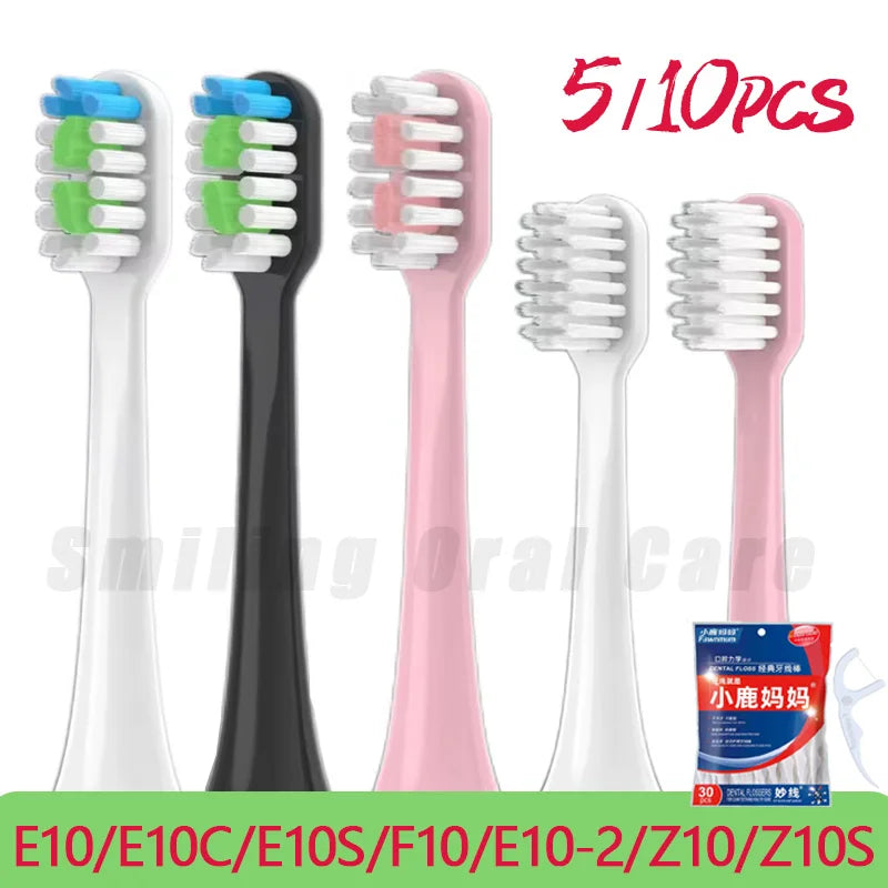 Replace Heads For EFZQ E10/F10/Z10/Z10S Electric Toothbrush Kids Adurt DuPont Bristles Vacuum E10C/E10S/Z10-2 Replace Nozzles Vue