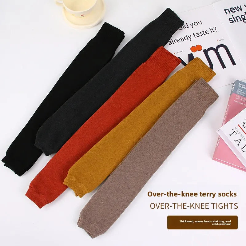 1-20Pairs Over Knee Fleece Lined Thermal Leg Warmers for Women Solid Color Thick Socks Cozy Fall Winter Versatile Comfort Vue