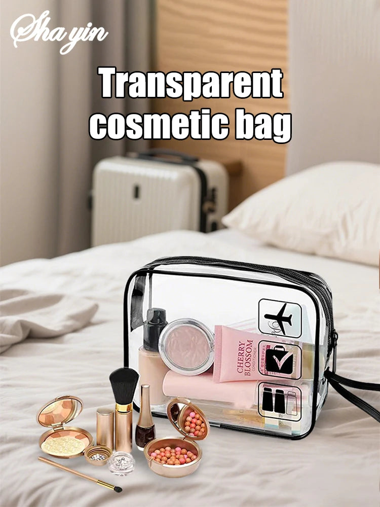 Fashionable Transparent Makeup Bag Travel Storage Bag for The Airport Pool Toiletries Bag Clear Toiletry Bag Outdoor Storage Bag Vue Black rope style