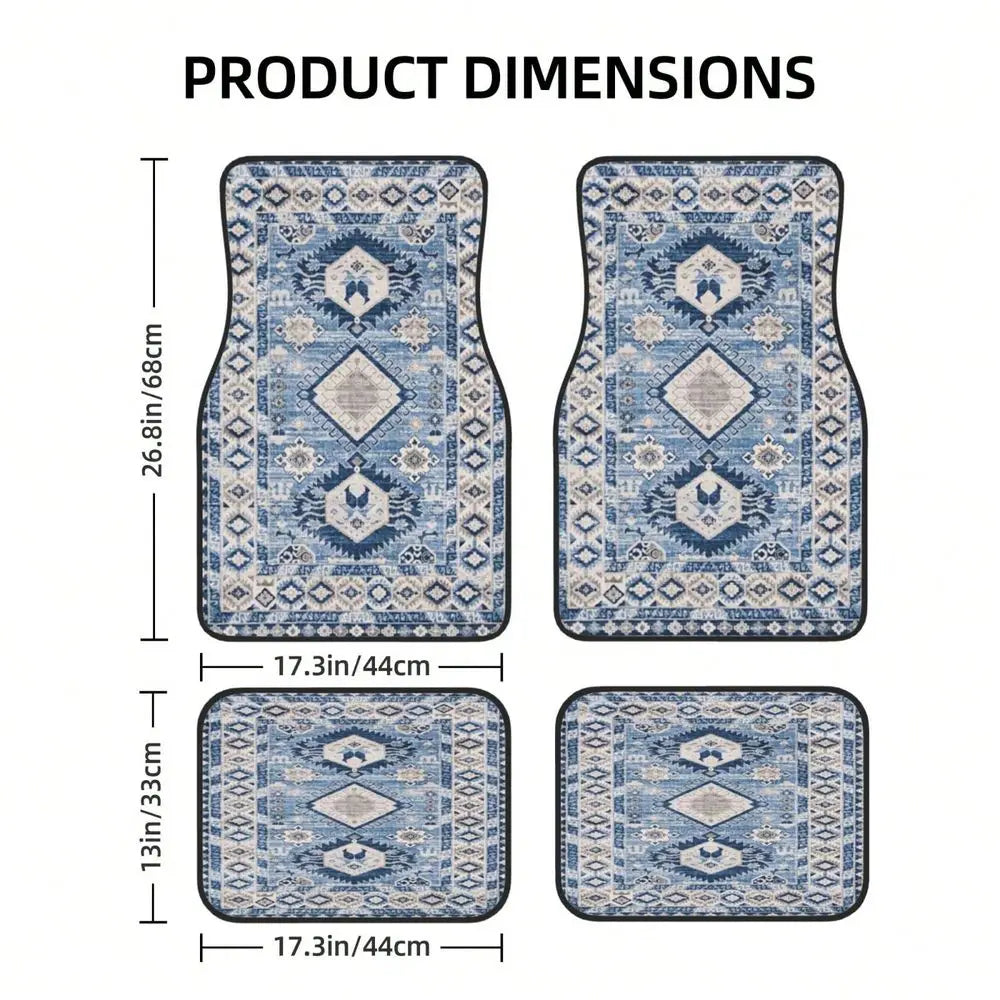 Antique Blue Kilim Rug 4Piece Set Of Car Floor Mats,Suitable For Carpets Of Various Vehicle Models,Auto Accessories For Truck S Vue United States as illustrated