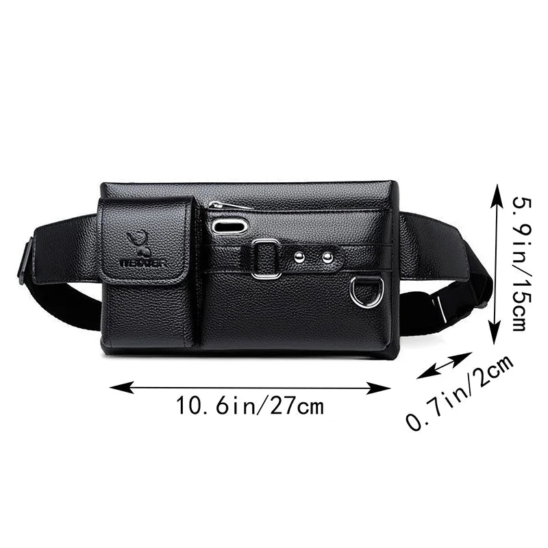 Daily Wear Solid Tone PU Leather Crossbody Fanny Bag Fashion Male