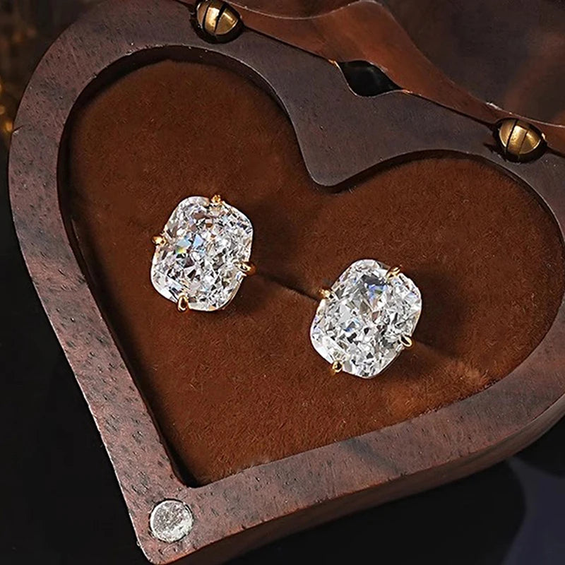 Huitan Gold Geometric Cubic Zirconia Crystal Stud Earrings Stud Earrings Vue