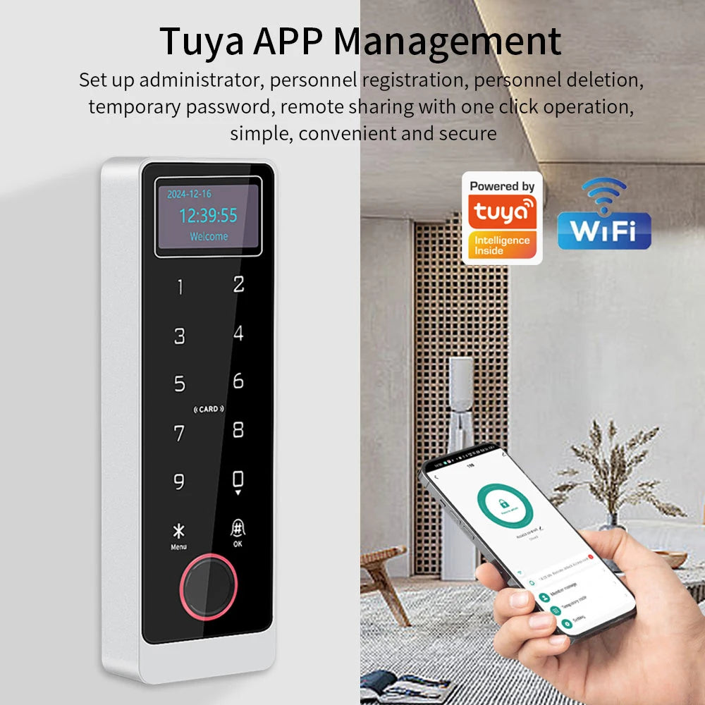 Metal Waterproof Support Tuya App RFID Wifi Biometric Fingerprint Touch Keyboard RF 125Khz/13.56Mhz Access Control Remote Unlock Vue
