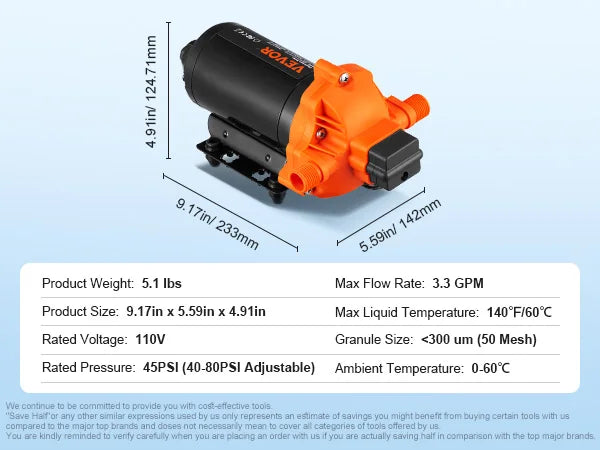 RV Diaphragm Water Pump 3.3–5.5 GPM | SucceBuy Boat Sprayer Diaphragm Water Pump Vue United States 3.3 GPM 45 PSI