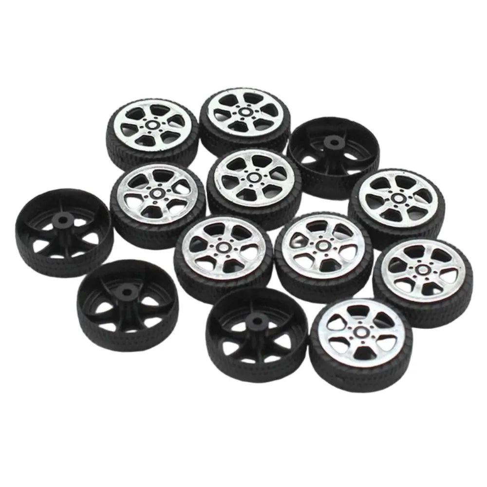 20PCS 20mm Plastic Toy Wheel 6.7mm Thickness 1.9mm Axle Hole Fit 2mm Shaft Mini Car Wheel DIY Science Model Making Accessories Vue