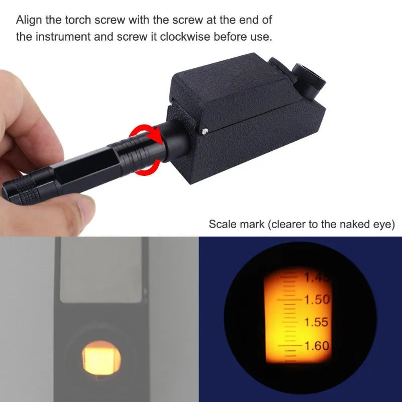 ABKW-Refractometer For Jewelry Testing Tool 1.30-1.81 Index Range With LED Flashlight For Gemstone Emerald Zircon Detection Vue